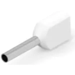 Insulated wire end ferrule, 2 x 0.5 mm², 15 mm/8 mm long, DIN 46228-4, white, 966144-1 - 1