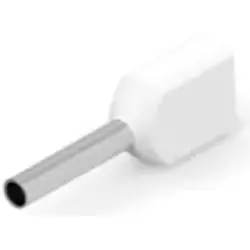 Insulated wire end ferrule, 2 x 0.5 mm², 15 mm/8 mm long, DIN 46228-4, white, 966144-1