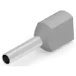 Insulated wire end ferrule, 2 x 0.75 mm², 15 mm/8 mm long, DIN 46228-4, gray, 966144-2