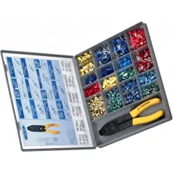 Cable connector assortment, ring cable lugs/faston plugs/butt connectors/cable pins, 850 pieces, 165154