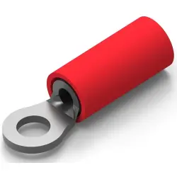 Insulated ring cable lug, 0.3-1.42 mm², AWG 22, 3.02 mm, M2.5, red, 31880