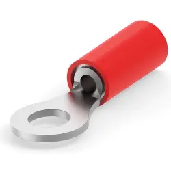 Insulated ring cable lug, 0.3-1.42 mm², AWG 22, 4.17 mm, M4, red, 31890