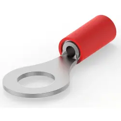 Insulated ring cable lug, 0.26-1.65 mm², AWG 22 to 16, 6.73 mm, M6, red, 31894