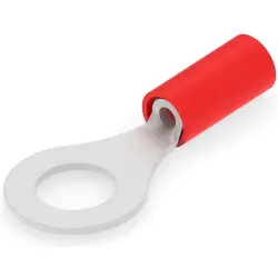 Insulated ring cable lug, 0.3-1.42 mm², AWG 22 to 16, 6.35 mm, M6, red, 320571