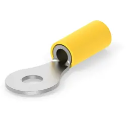 Insulated ring cable lug, 2.6-6.6 mm², AWG 12 to 10, 6 mm, M6, yellow, 130205