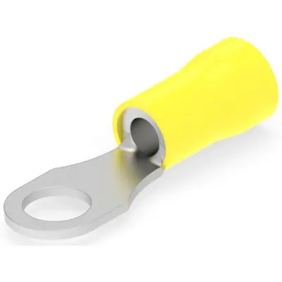 Insulated ring cable lug, 2.62-6.64 mm², AWG 12 to 10, 6.35 mm, M6, yellow, 130491 - 1