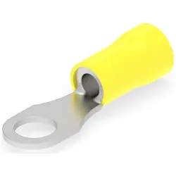 Insulated ring cable lug, 2.62-6.64 mm², AWG 12 to 10, 6.35 mm, M6, yellow, 130491