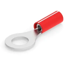Insulated ring cable lug, 0.8-0.9 mm², AWG 18, 6.35 mm, M6, red, 2-320571-5