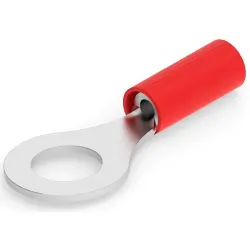 Insulated ring cable lug, 0.5-0.6 mm², AWG 20, 6.35 mm, M6, red, 2-320571-4