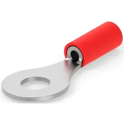 Insulated ring cable lug, 0.26-1.65 mm², AWG 22 to 16, 6.3 mm, red, 130046
