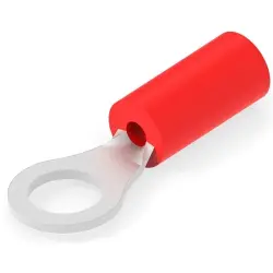 Insulated ring cable lug, 0.25-1.6 mm², AWG 22 to 16, 5.2 mm, M5, red, 130008