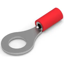 Insulated ring cable lug, 0.26-1.65 mm², AWG 22 to 16, 6.73 mm, M6, red, 34150