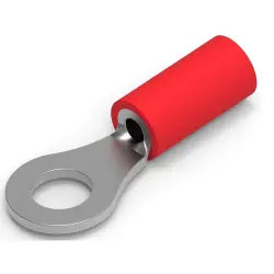 Insulated ring cable lug, 0.26-1.65 mm², AWG 22 to 16, 4.74 mm, M4, red, 34148