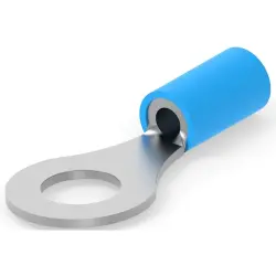 Insulated ring cable lug, 1.0-2.6 mm², AWG 16 to 14, 6.35 mm, M6, blue, 130126