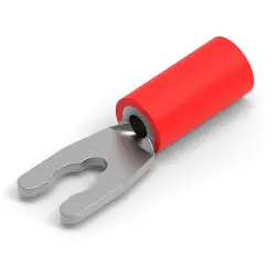 Insulated forked cable lug, 0.3-1.42 mm², AWG 22 to 16, M3, red, 52948
