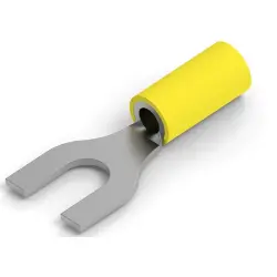 Insulated forked cable lug, 2.62-6.64 mm², AWG 12 to 10, M6, yellow, 165019