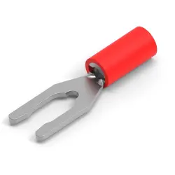 Insulated forked cable lug, 0.3-1.42 mm², AWG 22 to 16, M4, red, 52454