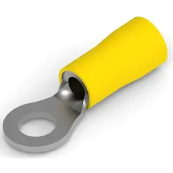 Insulated ring cable lug, 2.6-6.6 mm², AWG 12 to 10, 5.2 mm, M5, yellow, 160292