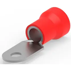 Insulated ring cable lug, 34-35 mm², AWG 2, 6.35 mm, M6, red, 52267-1