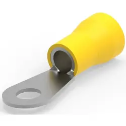 Insulated ring cable lug, 21 mm², AWG 4, 9.53 mm, yellow, 52266-4