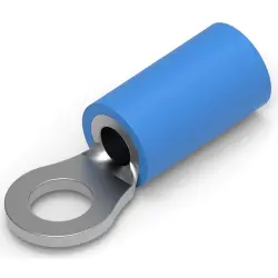 Insulated ring cable lug, 1.0-2.6 mm², AWG 16 to 14, 6.35 mm, M3.5, blue, 34158