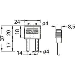 Jumper, pitch 14 mm, 30 VAC/60 VDC, 60 V, 25 A, gold-plated, gray, 24.0004-28