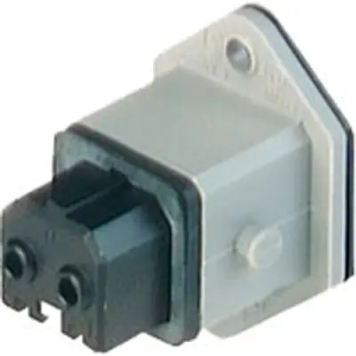 Panel socket, 2 pole, panel mounting, screw connection, 1.5 mm², gray, 930647106 - 1