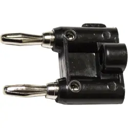 Double laboratory plug, pitch 19.1 mm, 15 A, nickel-plated, black, BU-00247-0