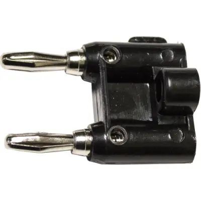 Double laboratory plug, pitch 19.1 mm, 15 A, nickel-plated, black, BU-00247-0 - 1
