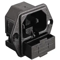 Combination element plug C18, 2 pole, flange mounting, plug-in connection, black, PF0007/63