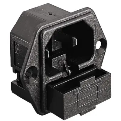 Combination element plug C18, 2 pole, flange mounting, plug-in connection, black, PF0007/63 - 1