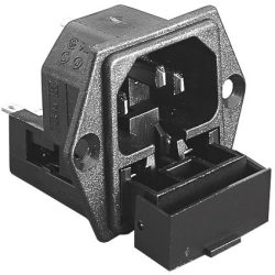 Combination element plug C14, 3 pole, flange mounting, plug-in connection, black, PF0030/48