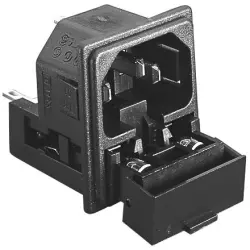 Combination element plug C14, 3 pole, panel mounting, plug-in connection, black, PF0033/10/48