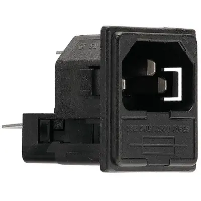 Combination element plug C14, 3 pole, panel mounting, plug-in connection, black, PF0033/20/63 - 1