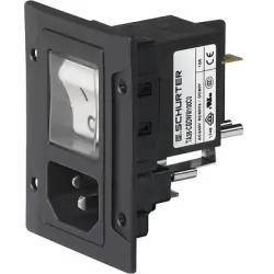 Combination element plug C14 or C18, 3 pole/2 pole, screw mounting, plug-in connection, black, 3-108-454