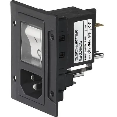 Combination element plug C14 or C18, 3 pole/2 pole, screw mounting, plug-in connection, black, 3-108-454 - 1