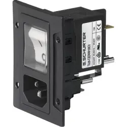 Combination element plug C14 or C18, 3 pole/2 pole, screw mounting, plug-in connection, black, 3-109-719