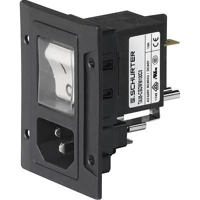 Combination element plug C14 or C18, 3 pole/2 pole, screw mounting, plug-in connection, black, 3-109-719 - 1