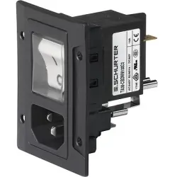 Combination element plug C14, 3 pole, screw mounting, plug-in connector 6.3 x 0.8, black, 3-124-227