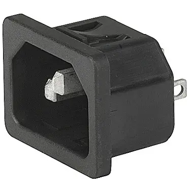 Panel plug C14, 3 pole, snap-in, solder connection, black, 3-144-639 - 1
