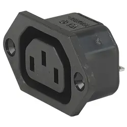 Panel socket F, 3 pole, screw mounting, solder connection, black, 3-144-641