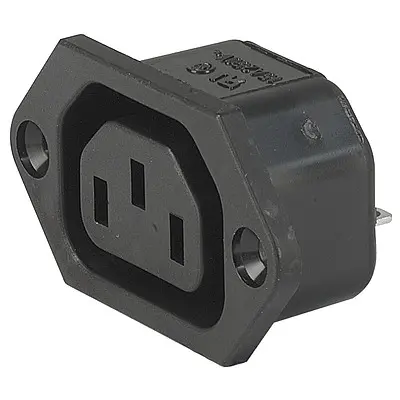 Panel socket F, 3 pole, screw mounting, solder connection, black, 3-144-641 - 1