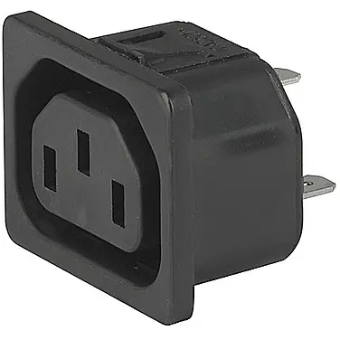 Panel socket F, 3 pole, snap-in, plug-in connector 6.3 x 0.8, black, 3-144-643 - 1