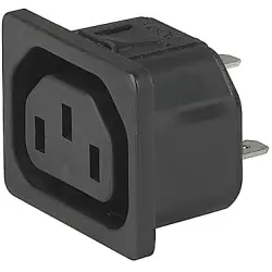 Panel socket F, 3 pole, snap-in, plug-in connector 4.8 x 0.8, black, 3-144-645