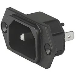Panel plug C18, 2 pole, screw mounting, solder connection, black, 3-145-163