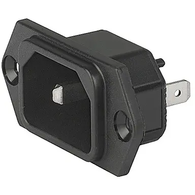 Panel plug C18, 2 pole, screw mounting, plug-in connector 6.3 x 0.8, black, 3-145-174 - 1