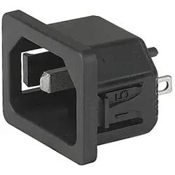 Panel plug C18, 2 pole, snap-in, plug-in connector 4.8 x 0.8, black, 3-145-176