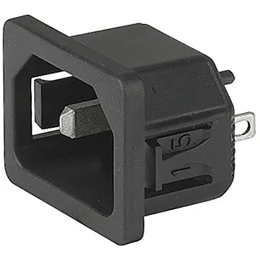 Panel plug C18, 2 pole, snap-in, plug-in connector 4.8 x 0.8, black, 3-145-176 - 1