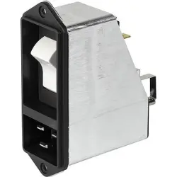 Suppressor filter IEC plug C20, 50 to 60 Hz, 20 A, 250 VAC, 0.3 mH, faston plug 6.3 mm, EF12.0035.1110.01