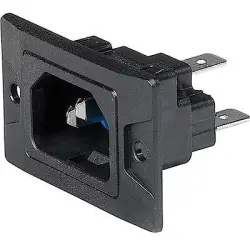 Panel plug C14, 3 pole, screw mounting, plug-in connection, black, 3-134-880